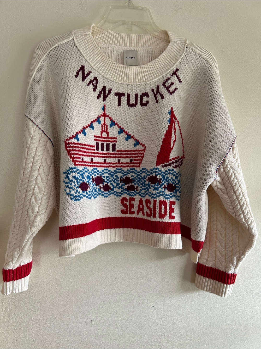 Maeve Nantucket Seaside Cable Knit Sweater XSP Extra Small Petites